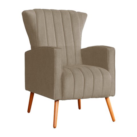 Poltrona Decorativa para Sala Melinda Suede Capuccino - Fm