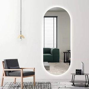 Espelho Lapidado Oval Iluminado com led frio - 50x120cm Woodglass oval led frio 50x120cm