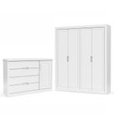 Ver imagem 1 de Jogo de Quarto Infantil com Guarda Roupa 4 Portas e Cômoda Tutto New Branco Soft - Matic Móveis