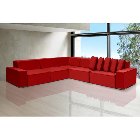 Sofá Dubai 3.77x3.77m de Canto Retrátil - Vermelho