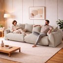 Ver imagem 5 de Sofá Cama Modular Orgânico Retrátil 4 Lugares Base Madeira Maciça 230 cm Marrocos