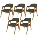 Ver imagem 1 de Kit 05 Cadeiras de Jantar e Estar Living Estofada Nadja L02 Linho Verde Musgo - Lyam Decor