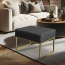 Ver imagem 2 de Puff Lisa Suede Grafite Base Metálica Industrial Dourado - Pallazio