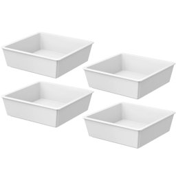 4 Travessas Pequenas 230ml Tigelas Retangulares Brancas para Servir Coza Plástico - 1