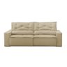 Sofá Retrátil e Reclinável 3 lugares com Molas 1,80m Livia Suede Bege Adonai Estofados - 5