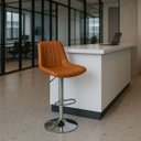 Ver imagem 1 de Banqueta Bar Concha Ajustável em Couro Ecológico Design Moderno Base Cromada Marrom