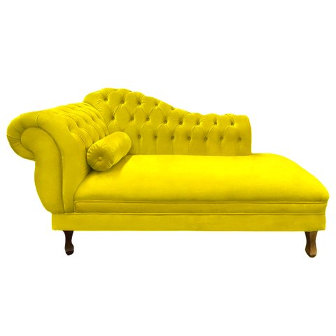 Recamier Barcelona 1,60 Suede Amarelo - Dominic Decor