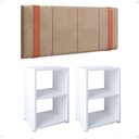 Ver imagem 1 de Kit 2 Mesinhas Lateral Pequena Cabeceira Suspensa Almofadada Cama Casal 1,40 Decoração Quarto