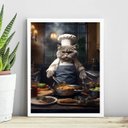 Ver imagem 2 de Quadro para Cozinha Gato Cozinheiro 24x18cm - com Vidro:madeira Branca