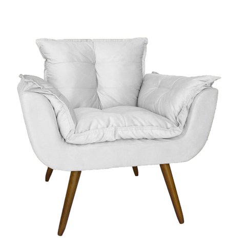 Poltrona Decorativa Estofada para Consultório Opala Corano Branco - Dl Decor