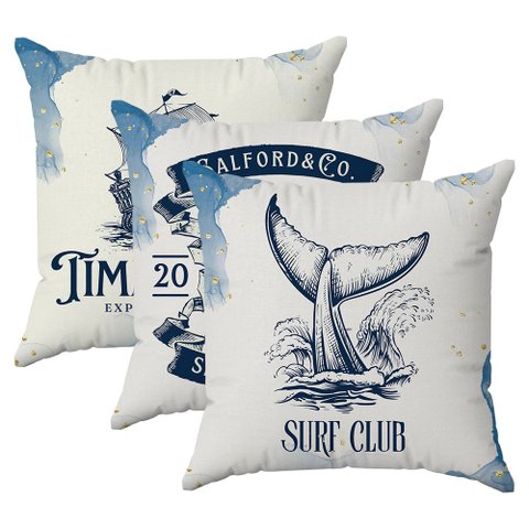 Kit 3 Capas Almofadas Decorativas Praia Surf 45x45 Id Decor