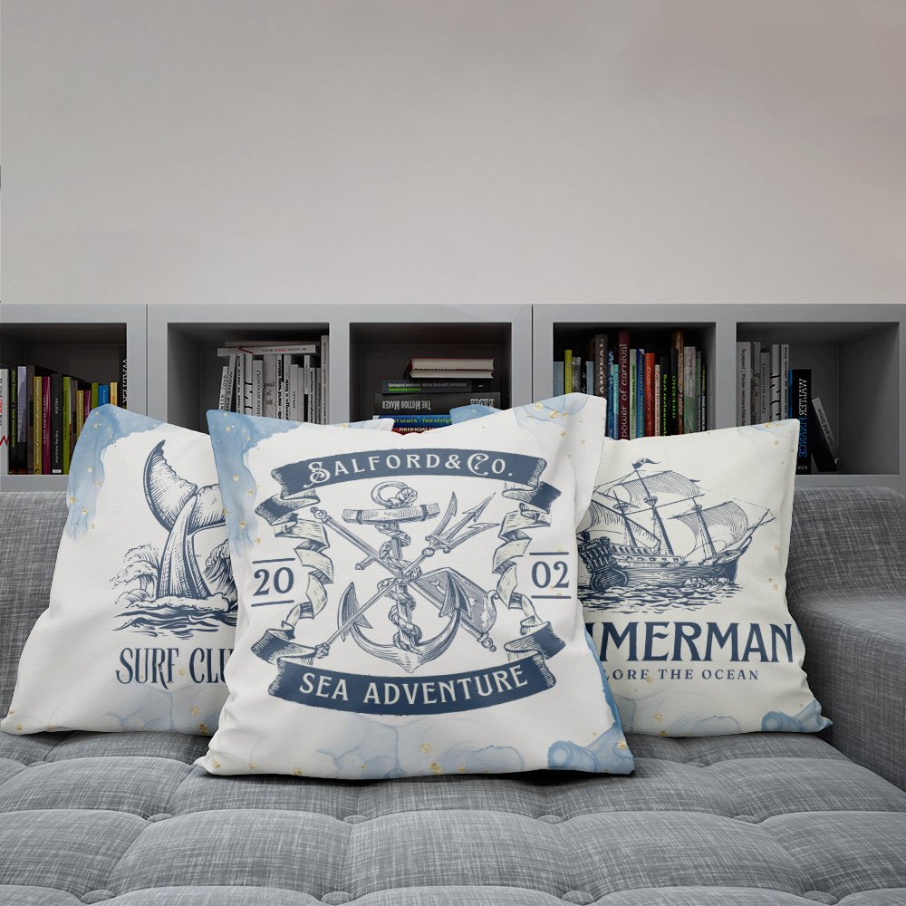 Kit 3 Capas Almofadas Decorativas Praia Surf 45x45 Id Decor - 5