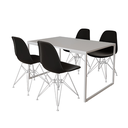 Ver imagem 2 de Mesa Industrial Base Ferro Branco Tampo 137x90 Branco 4 Cadeiras Eames Ferro Branco Assento Preto