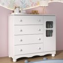 Ver imagem 1 de Cômoda Infantil 95cm 1 Porta com Vidro e 4 Gavetas Luna Multimóveis Mp4414 Branco