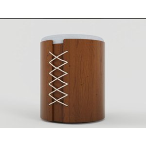 Puff Redondo Estofado Laminado Decorativo Sala