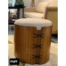 Puff Redondo Estofado Laminado Decorativo Sala - 2