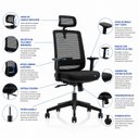 Ver imagem 7 de Conjunto 2 Peças Mesa em L com 3 Gavetas e Cadeira Ergonômica 190cm Netflex Nogal/Preto