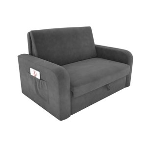 Sofá Cama Daiane 2 Lugares com Baú Suede Cinza Matrix