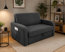 Ver imagem 1 de Sofá Cama Daiane 2 Lugares com Baú Suede Cinza Matrix