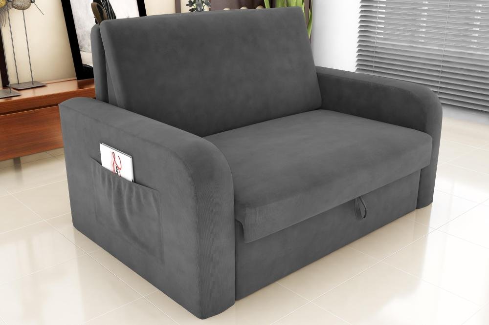 Sofá Cama Daiane 2 Lugares com Baú Suede Cinza Matrix - 2