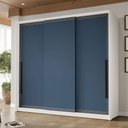 Ver imagem 1 de Guarda-roupa Casal Valência 3 Portas 4 Gavetas Branco/azul - Politorno