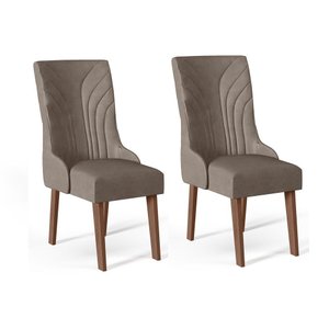 Conjunto com 02 Cadeiras de Jantar Kira Amendoa 01a