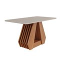Ver imagem 1 de Mesa de Sala Jantar Ágata C/ Tampo Madeirado C/ Vidro 130x80cm Cinamomo/off White - Cimol