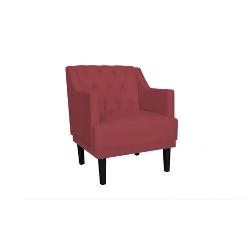 Poltrona Decorativa Alice Couro Vermelho Pés Madeira Mz Decor