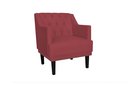 Ver imagem 1 de Poltrona Decorativa Alice Couro Vermelho Pés Madeira Mz Decor