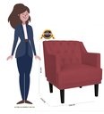 Ver imagem 4 de Poltrona Decorativa Alice Couro Vermelho Pés Madeira Mz Decor