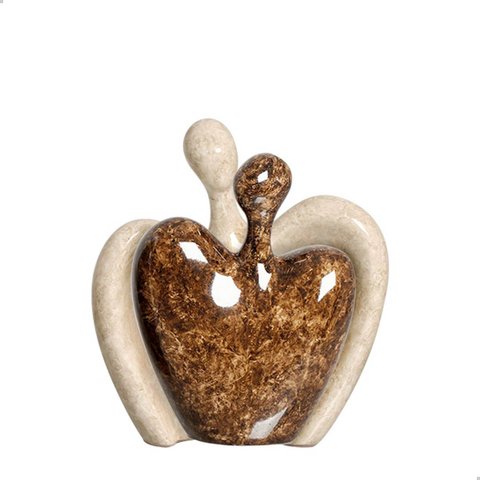 Escultura de Mesa Bege e Marrom para Decoração de Sala Romance Petra