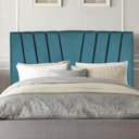 Ver imagem 1 de Cabeceira Estofada Bélgica 160cm Queen Size para Cama Box Quarto Suede Azul Turquesa