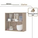Ver imagem 3 de Armario Aereo Clarice 79cm 2 Portas MDF Bater Amendoa Milani Movelaria