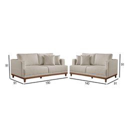 Conjunto Sofás 2 e 3 Lugares Estofados M-175 Veludo Martins Creme - 3