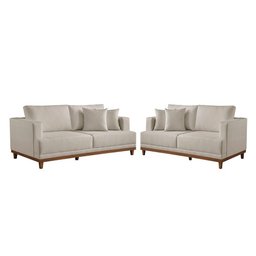 Conjunto Sofás 2 e 3 Lugares Estofados M-175 Veludo Martins Creme - 1