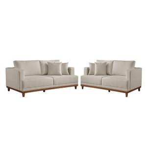 Conjunto Sofás 2 e 3 Lugares Estofados M-175 Veludo Martins Creme