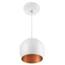 Ver imagem 1 de Lustre Pendente Bola Pequena Alumínio 15cm Branco com Cobre