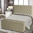 Ver imagem 2 de Kit de Quarto Cabeceira de Cama Box e Calçadeira Baú Estrela King 195 Cm Suede Botão Strass Bege do