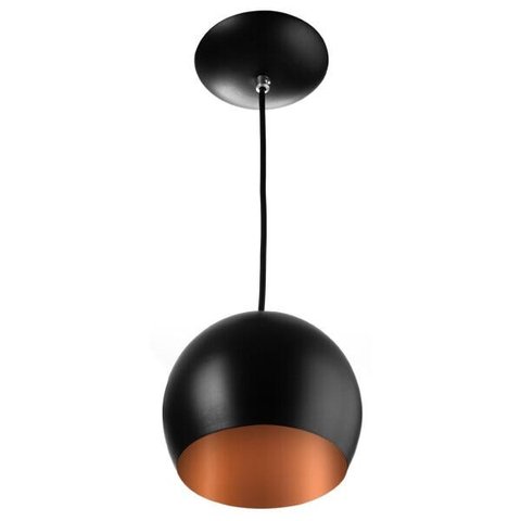 Lustre Pendente Bola Média de Alumínio 23cm Preto/Cobre