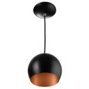 Ver imagem 1 de Lustre Pendente Bola Média de Alumínio 23cm Preto/Cobre