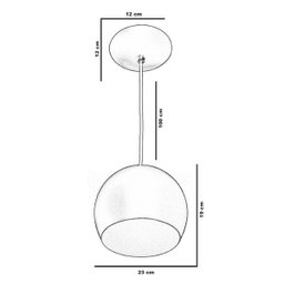 Lustre Pendente Bola Média de Alumínio 23cm Preto/Cobre - 3