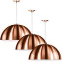 Ver imagem 1 de Kit 3 Lustre Pendente Meia Lua 30cm De Alumínio New Cobre