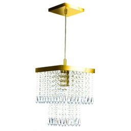 Lustre Pendente De Cristal Acrílico Marrycrilic Dourado - 2