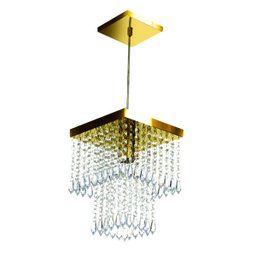 Lustre Pendente De Cristal Acrílico Marrycrilic Dourado - 1