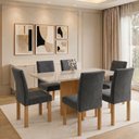 Ver imagem 1 de Conjunto Sala de Jantar 6 Lugares Carol Tampo Vidro 160x80cm Cinamomo Off White