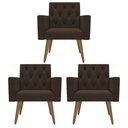 Ver imagem 1 de Kit 3 Poltronas Capitonê Confortáveis Loja Recepção Sala Marrom