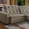 Sofá Retrátil Reclinável 7 Lugares 350cm com Pillow Veludo Bege Alasca Megasul - 2