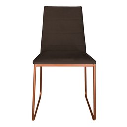 Kit 6 Cadeiras de Jantar Estofada Lille Base Bronze Veludo Marrom - Montanaris Decor - 2