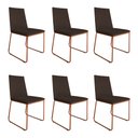 Ver imagem 1 de Kit 6 Cadeiras de Jantar Estofada Lille Base Bronze Veludo Marrom - Montanaris Decor
