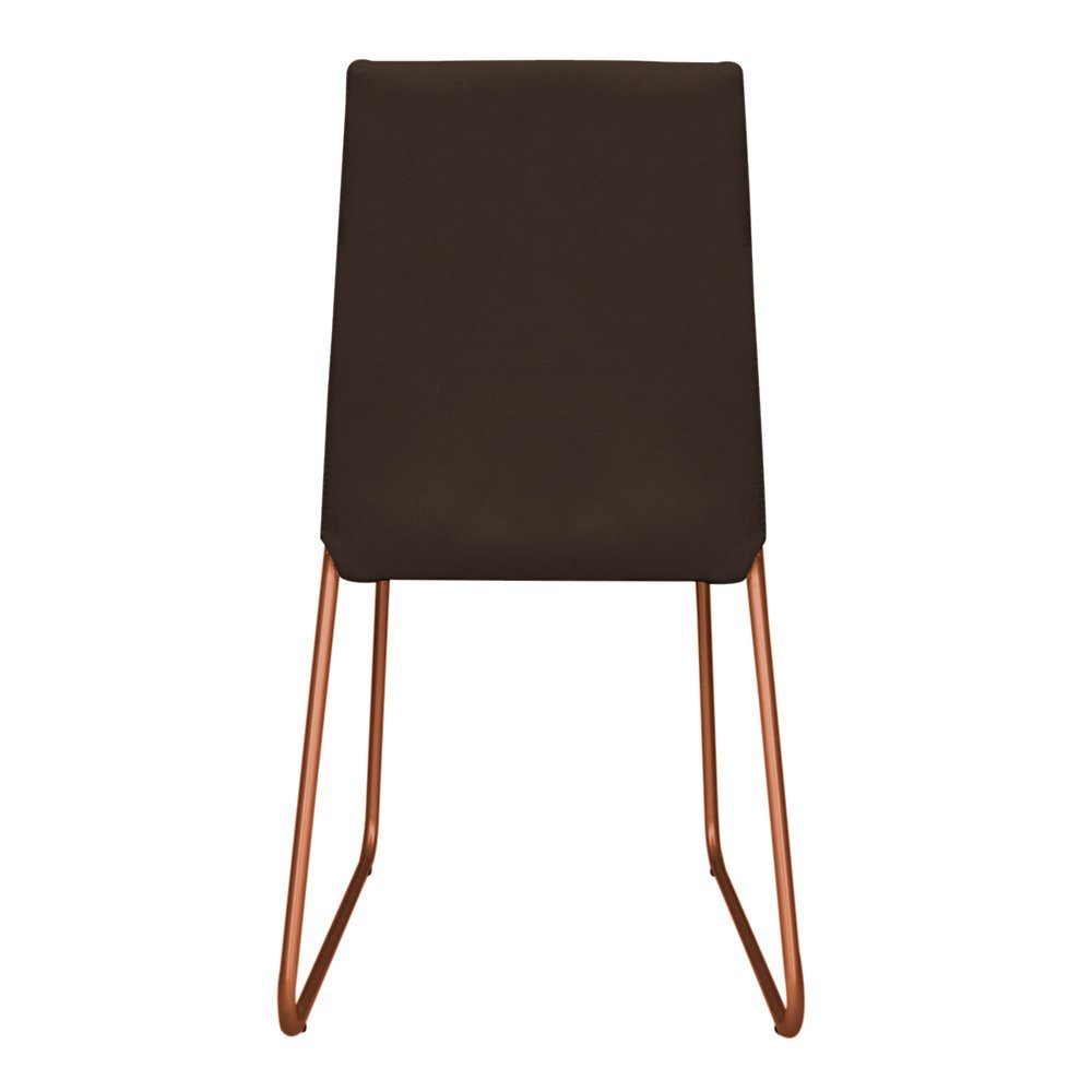 Kit 6 Cadeiras de Jantar Estofada Lille Base Bronze Veludo Marrom - Montanaris Decor - 4